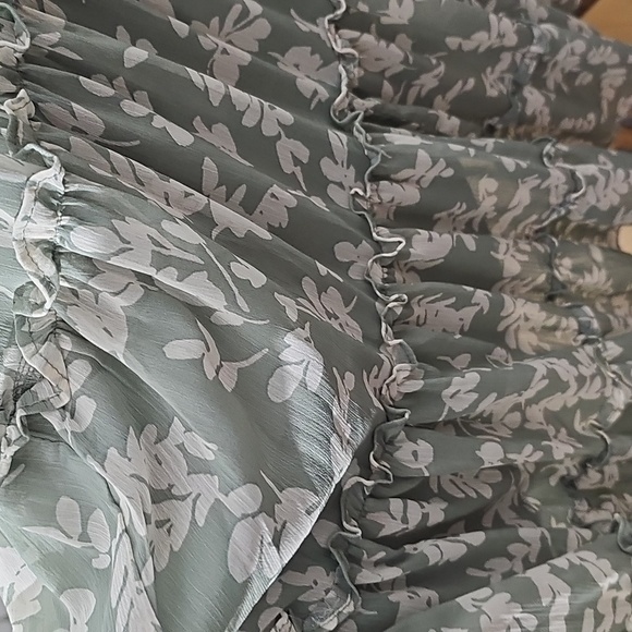 1. State Womens Strapless Dress. Grean and Cream . Large - Picture 5 of 9